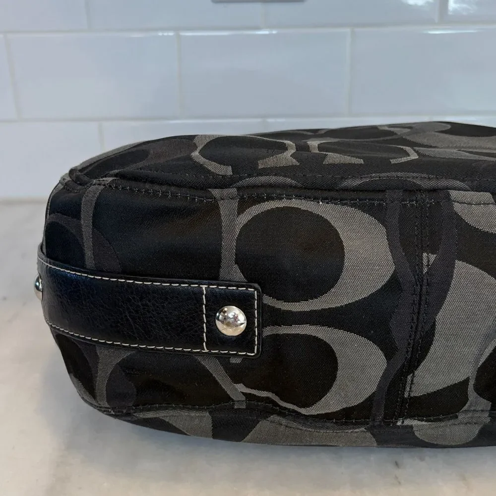 Coach Bag Purse Handbag Y2K Pocketbook Zoe Black and Gray Signature Tote